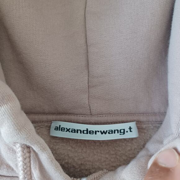 Alexander Wang Hoodie Sweater Womens M Mauve Pink Foundation Terry Logo Casual - Picture 9 of 11